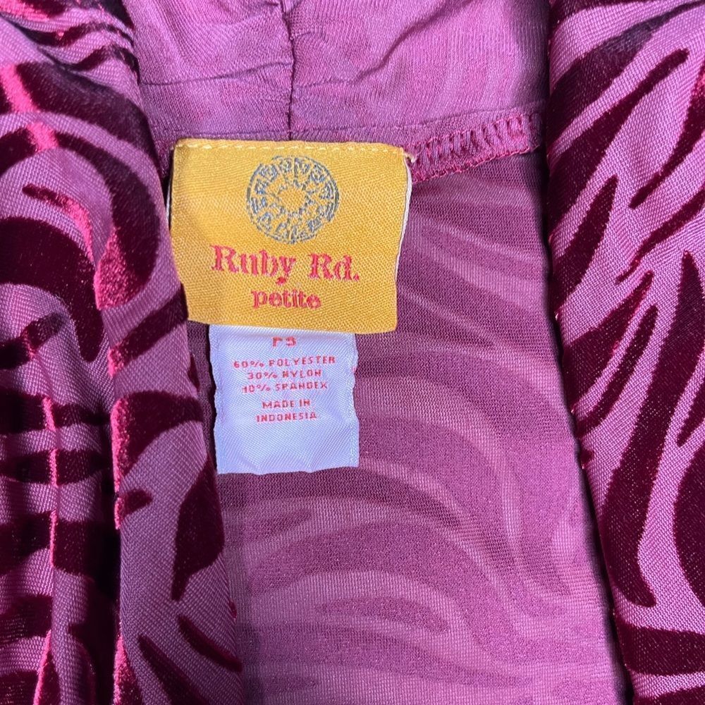 Ruby Rd Petite Burgundy Zebra Burnout Flag Sweate… - image 2